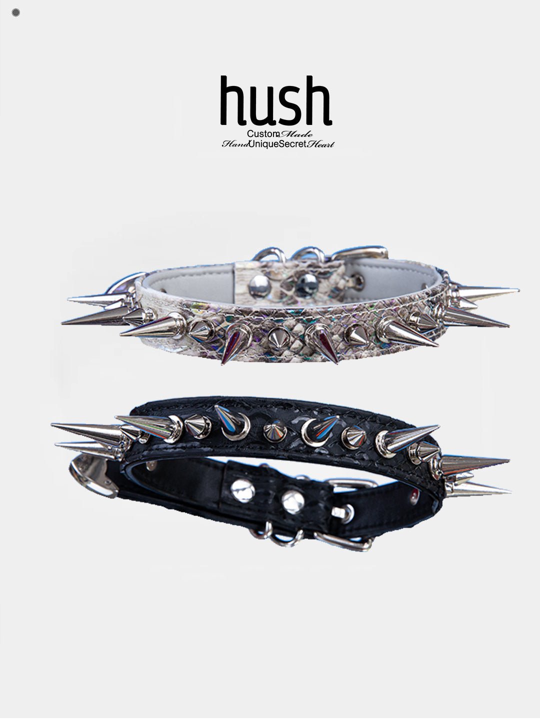 Punk choker collar for women with vegan snakeskin leather and rivet - Available with different types of charms and colors - Hush