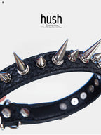 Punk choker collar for women with vegan snakeskin leather and rivet - Available with different types of charms and colors - Hush