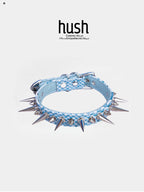 Punk choker collar for women with vegan snakeskin leather and rivet - Available with different types of charms and colors - Hush