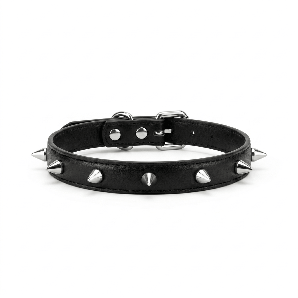 Rebel Spike Choker – Cowhide Leather with Stainless Steel Hardware | Hushcrafts® - Hushcrafts LLC