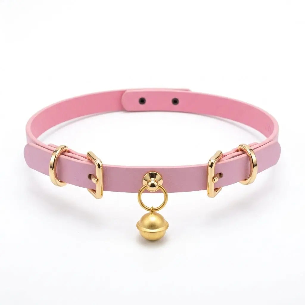 Ring My Bell – Minimalist Leather Choker with Gold Bell | Hushcrafts® - Hushcrafts LLC