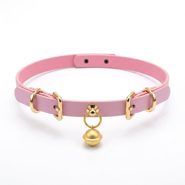 Ring My Bell – Minimalist Leather Choker with Gold Bell | Hushcrafts® - Hushcrafts LLC Hover Image