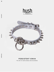 Rivet Disk Leather Choker - Hush