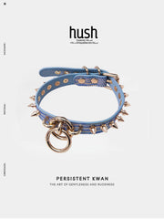 Rivet Disk Leather Choker - Hush