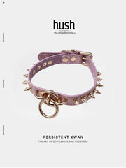 Rivet Disk Leather Choker - Hush