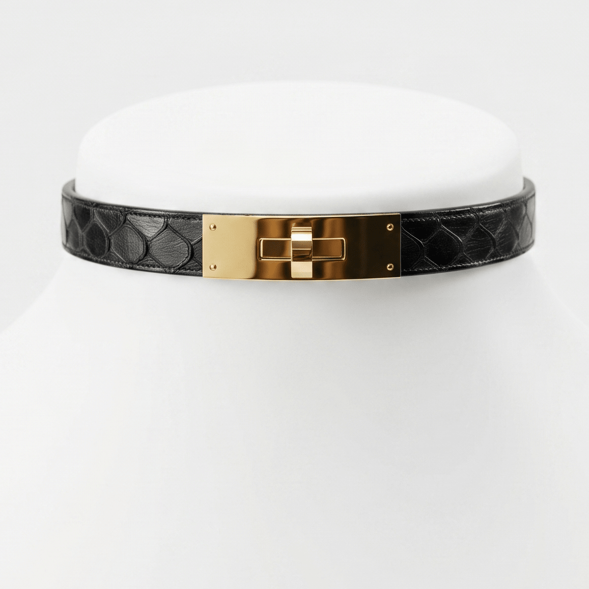 Serpent Majesty Collar – Snakeskin Leather Choker with Stainless Steel Hardware | Hushcrafts® - Hushcrafts LLC