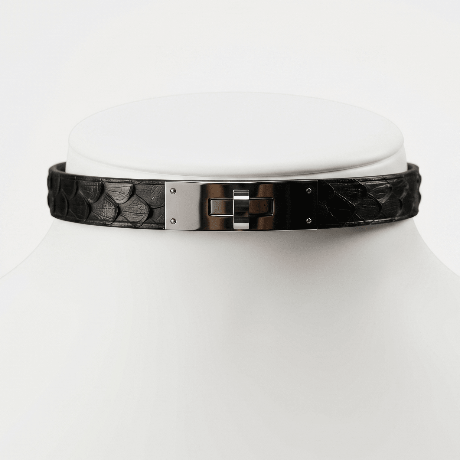 Serpent Majesty Collar – Snakeskin Leather Choker with Stainless Steel Hardware | Hushcrafts® - Hushcrafts LLC
