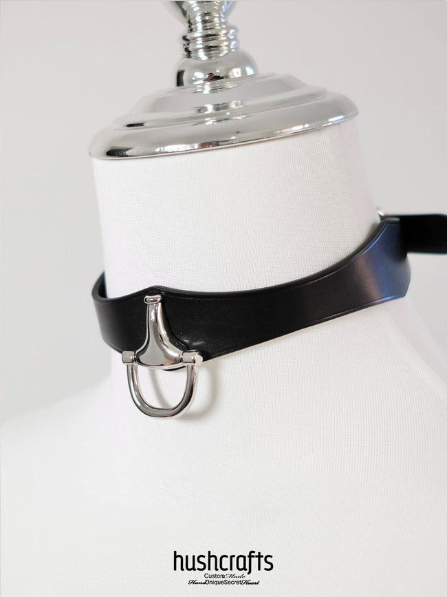 "Serpent Seduction" Black cowhide Choker - hushcrafts Hover Image