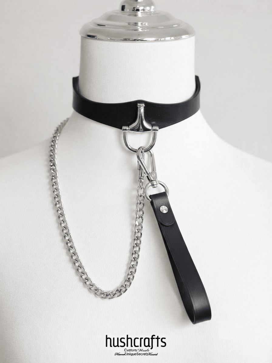 "Serpent Seduction" Black cowhide Choker - Hushcrafts LLC