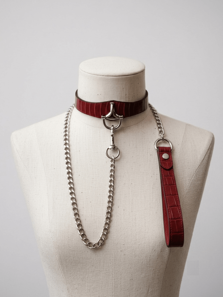 "Serpent Seduction" Black & Red Snakeskin Choker - Hushcrafts LLC