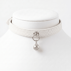 SerpentCraft Choker – White Snake Leather with Bell Charm & Zinc Alloy Hardware | Hushcrafts® - Hushcrafts LLC