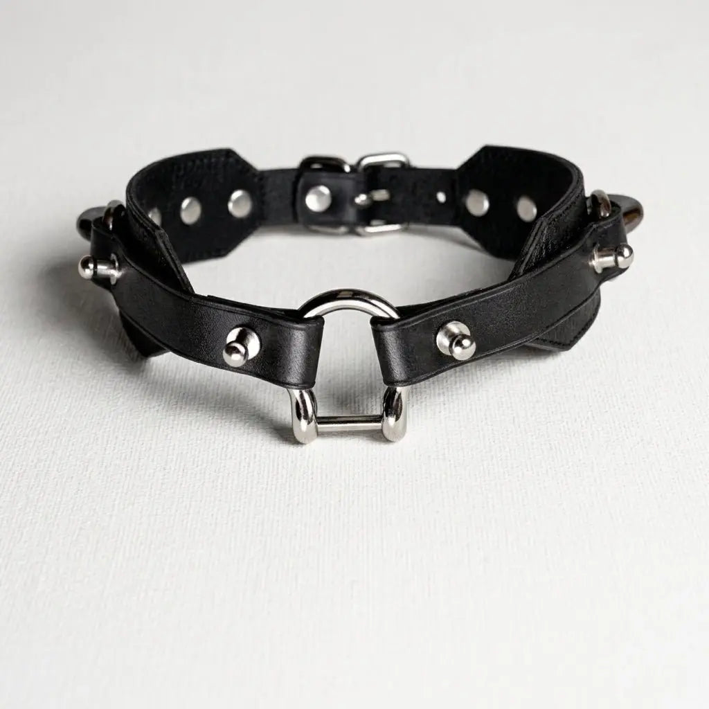 Shackled – Double-Strap Studded Leather Choker | Hushcrafts® - Hushcrafts LLC