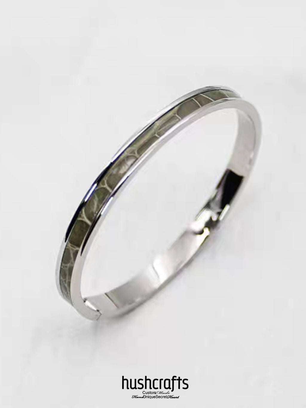 Silver Ripple Bangle - Alligator - hushcrafts