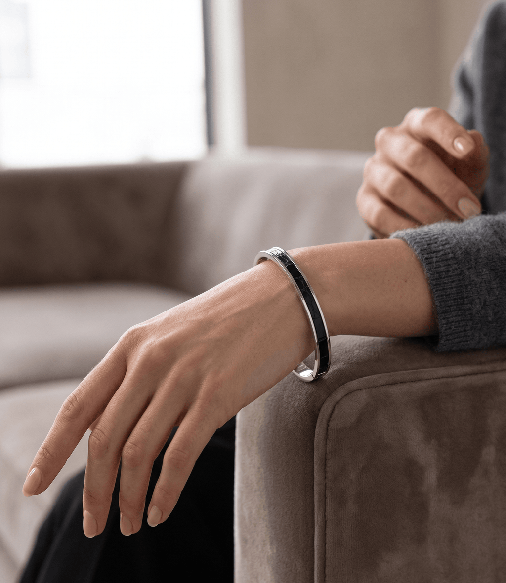 Silver Ripple Bangle - Alligator - Hushcrafts LLC
