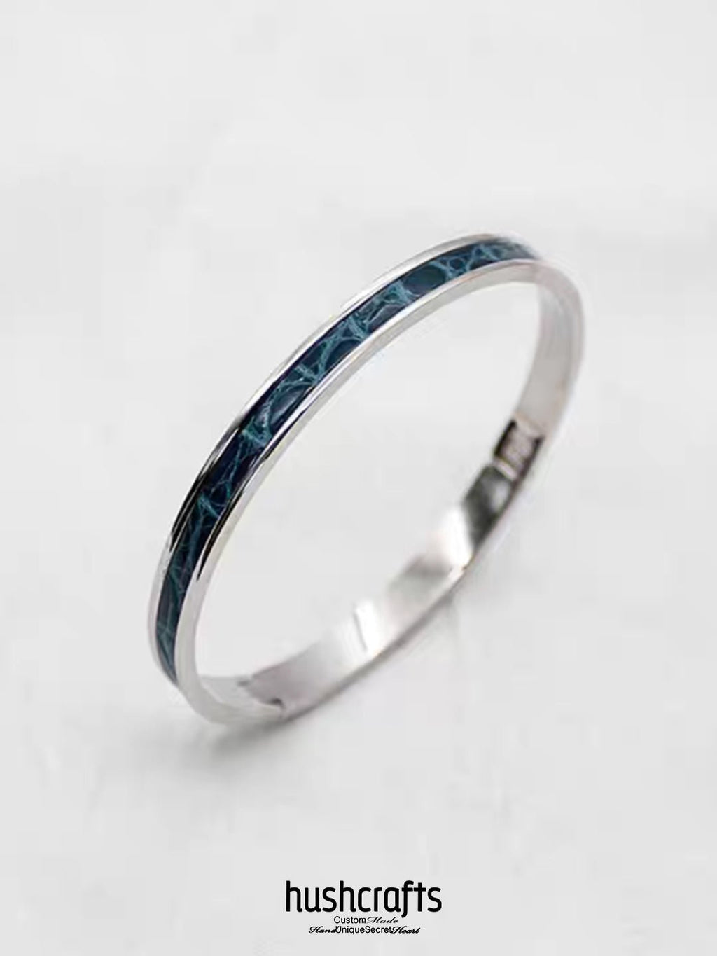 Silver Ripple Bangle - Alligator - hushcrafts