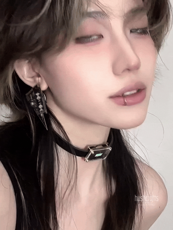 Voice-Activated LED Leather Choker & Earring