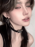 Voice-Activated LED Leather Choker & Earring