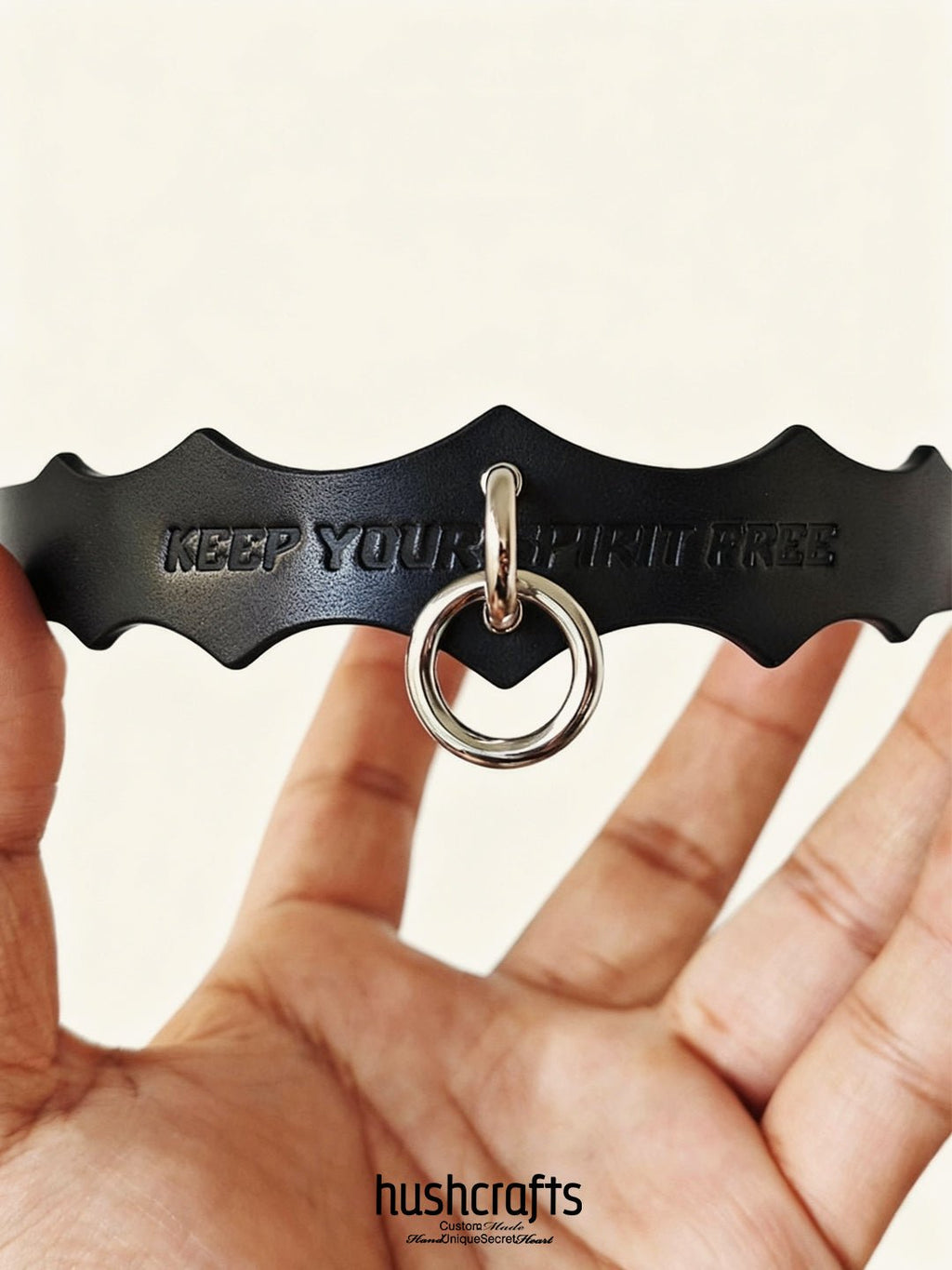 Spirit Crest O - Ring Leather Choker - Hushcrafts LLC