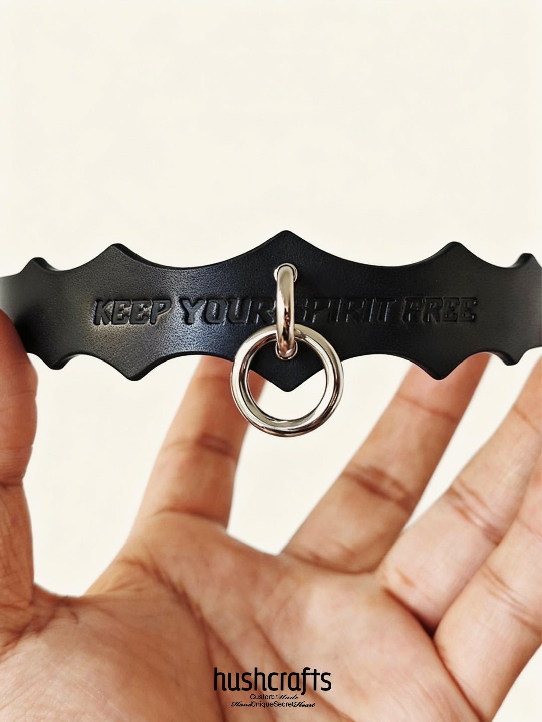 Spirit Crest O - Ring Leather Choker - Hushcrafts LLC