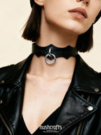 Spirit Crest O - Ring Leather Choker - Hushcrafts LLC