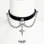 Starlit Chain Choker – Black Leather Choker with Chain & Star Pendant | Hushcrafts® - Hushcrafts LLC