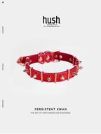 Strip&Rivet choker with vegan leather, leather choker, collar with rivet and metal strip, rivet choker, collar with metal strip - Hush