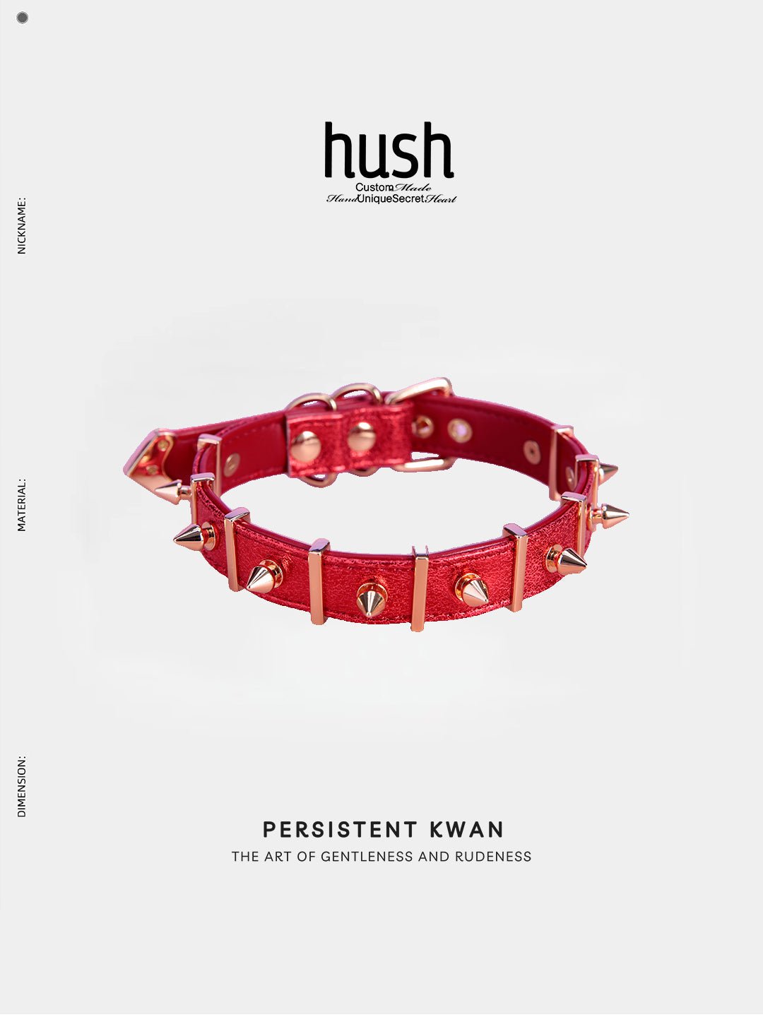 Strip&Rivet choker with vegan leather, leather choker, collar with rivet and metal strip, rivet choker, collar with metal strip - Hush