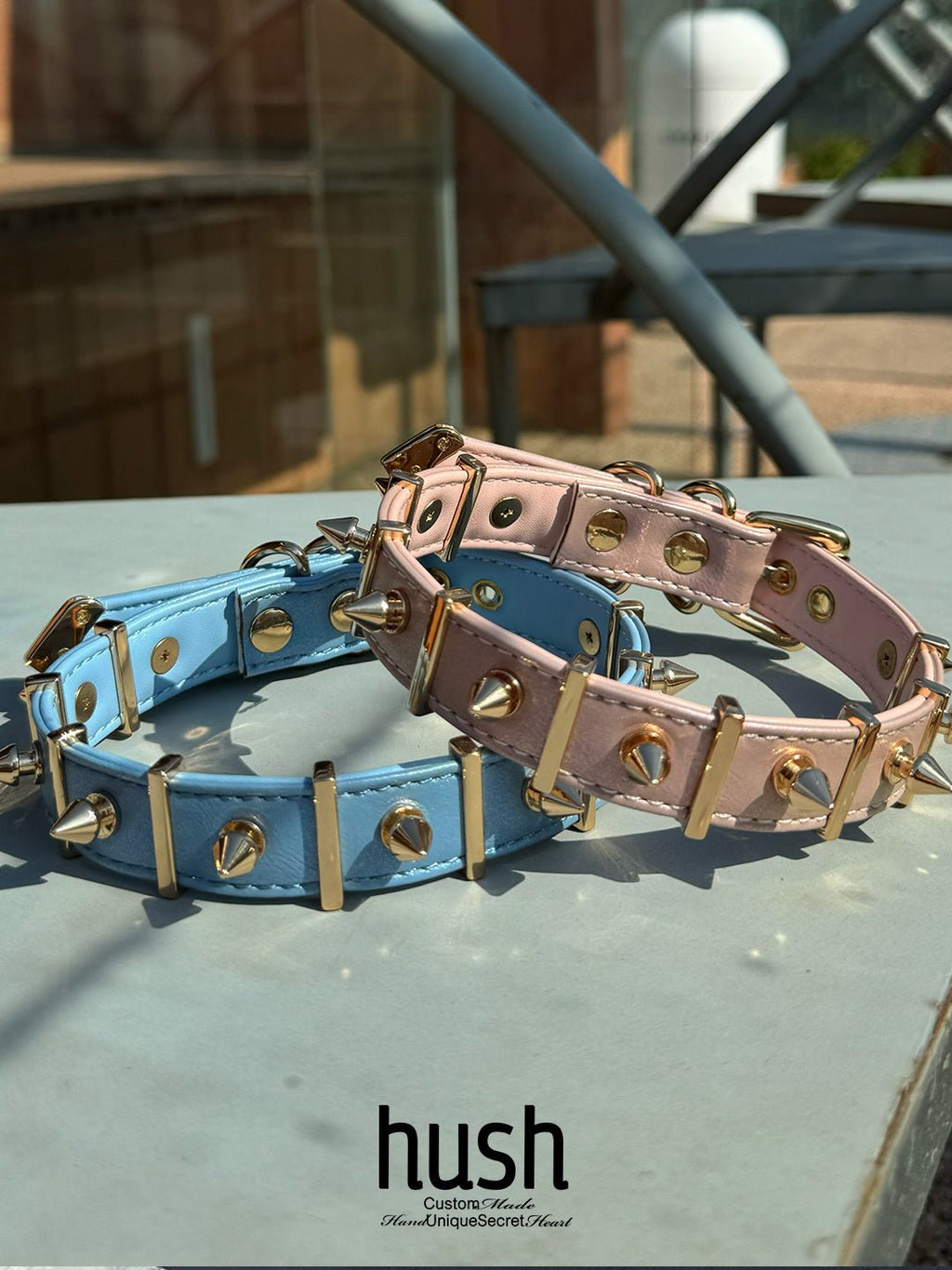 Strip&Rivet choker with vegan leather, leather choker, collar with rivet and metal strip, rivet choker, collar with metal strip - Hush