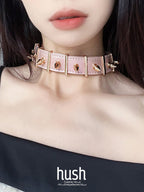 Strip&Rivet choker with vegan leather, leather choker, collar with rivet and metal strip, rivet choker, collar with metal strip - Hush