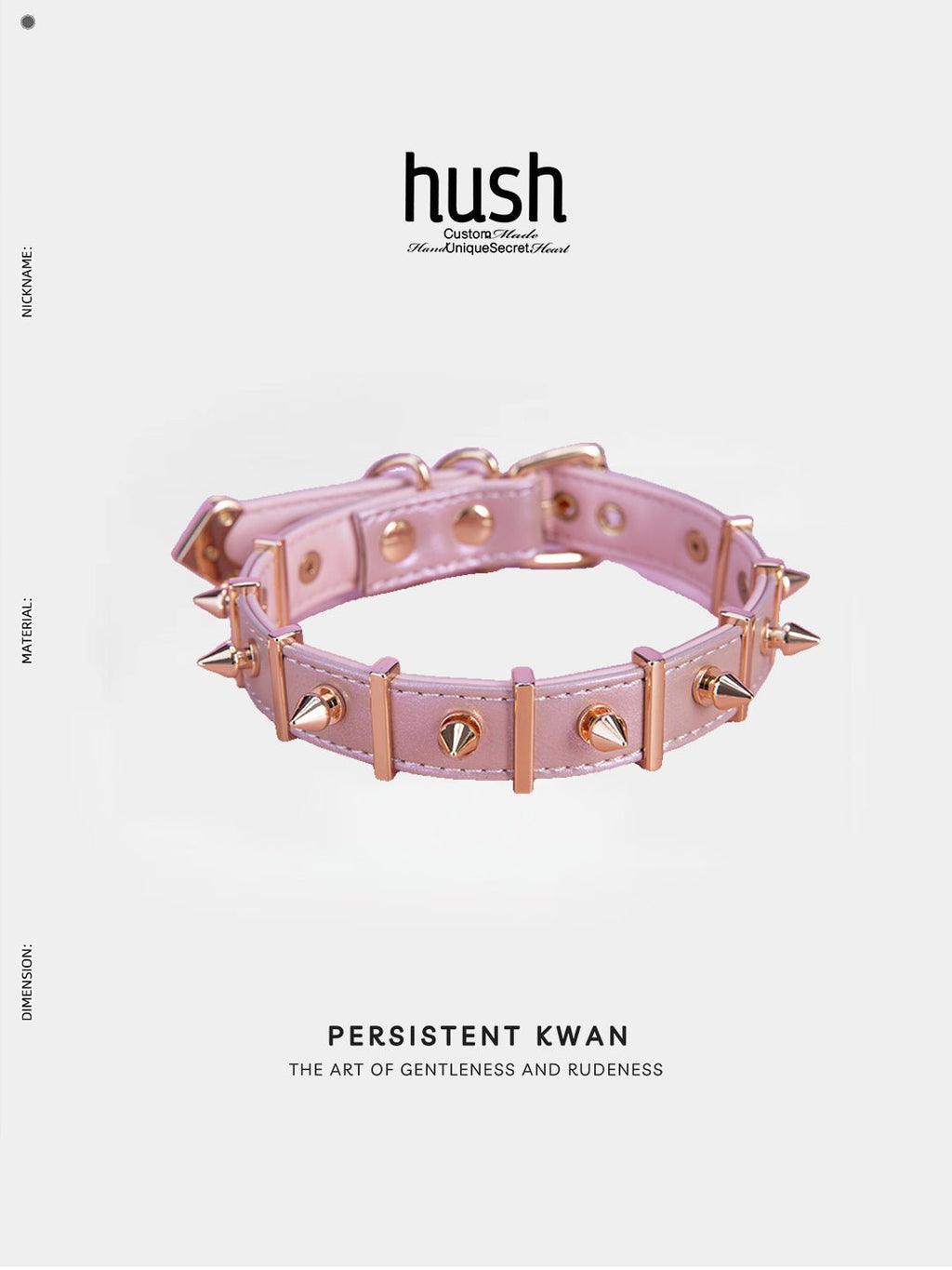 Strip&Rivet choker with vegan leather, leather choker, collar with rivet and metal strip, rivet choker, collar with metal strip - Hush