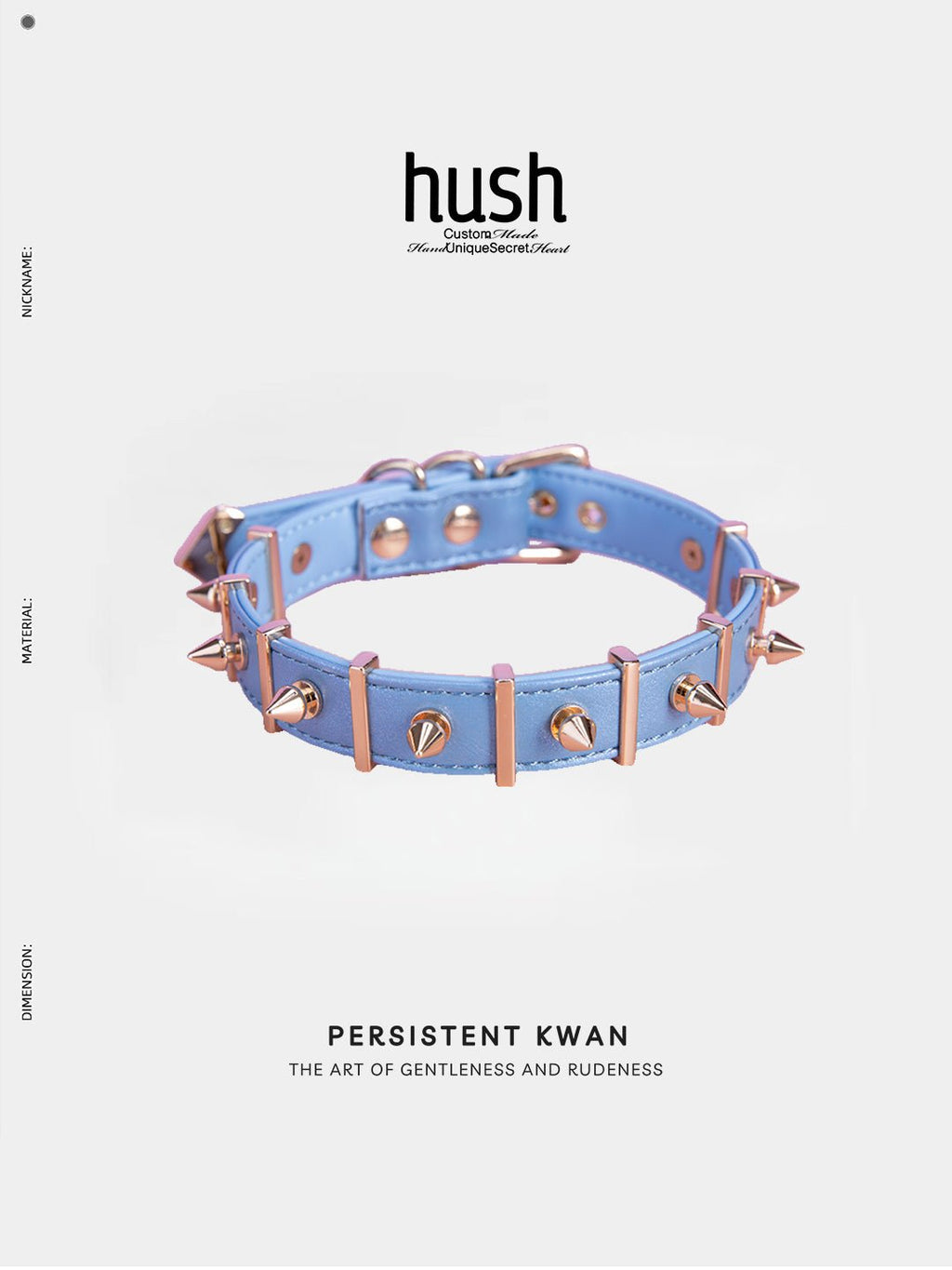 Strip&Rivet choker with vegan leather, leather choker, collar with rivet and metal strip, rivet choker, collar with metal strip - Hush