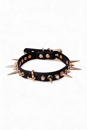 Studded Ring Leather Choker - Hushcrafts LLC