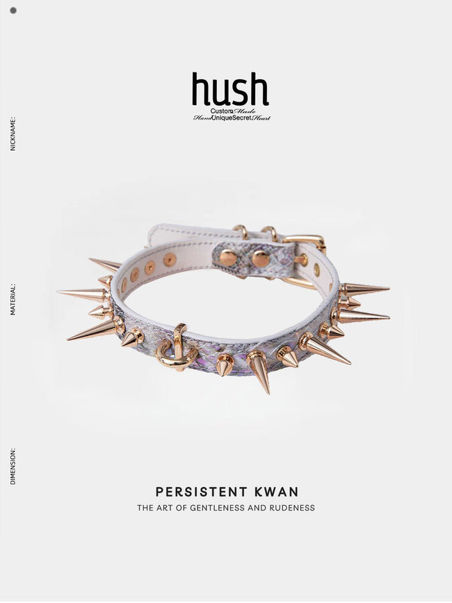 Studded Ring Leather Choker - Hush Hover Image