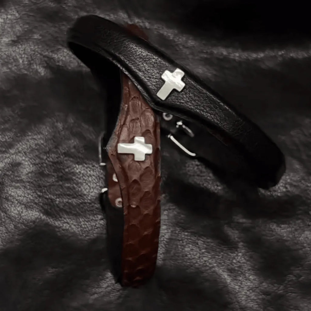 The Relic – Leather Choker with Cross | Hushcrafts® - Hushcrafts LLC
