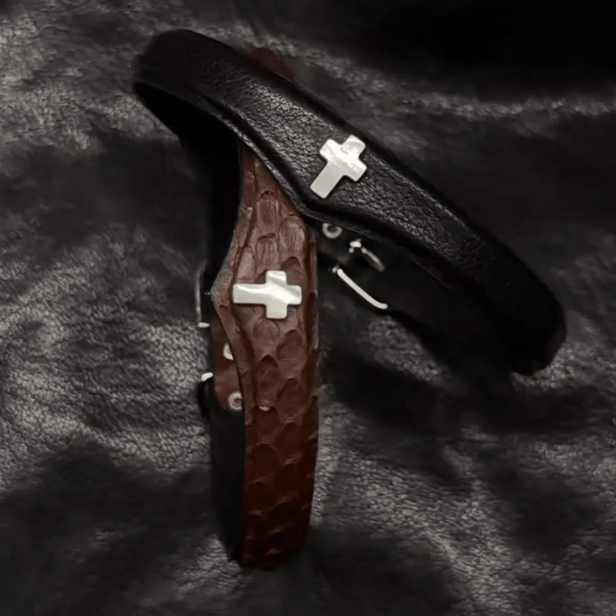 The Relic – Leather Choker with Cross | Hushcrafts® - Hushcrafts LLC