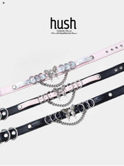 Two - Tone Butterfly Leather Choker - Hush