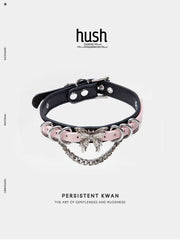 Two - Tone Butterfly Leather Choker - Hush