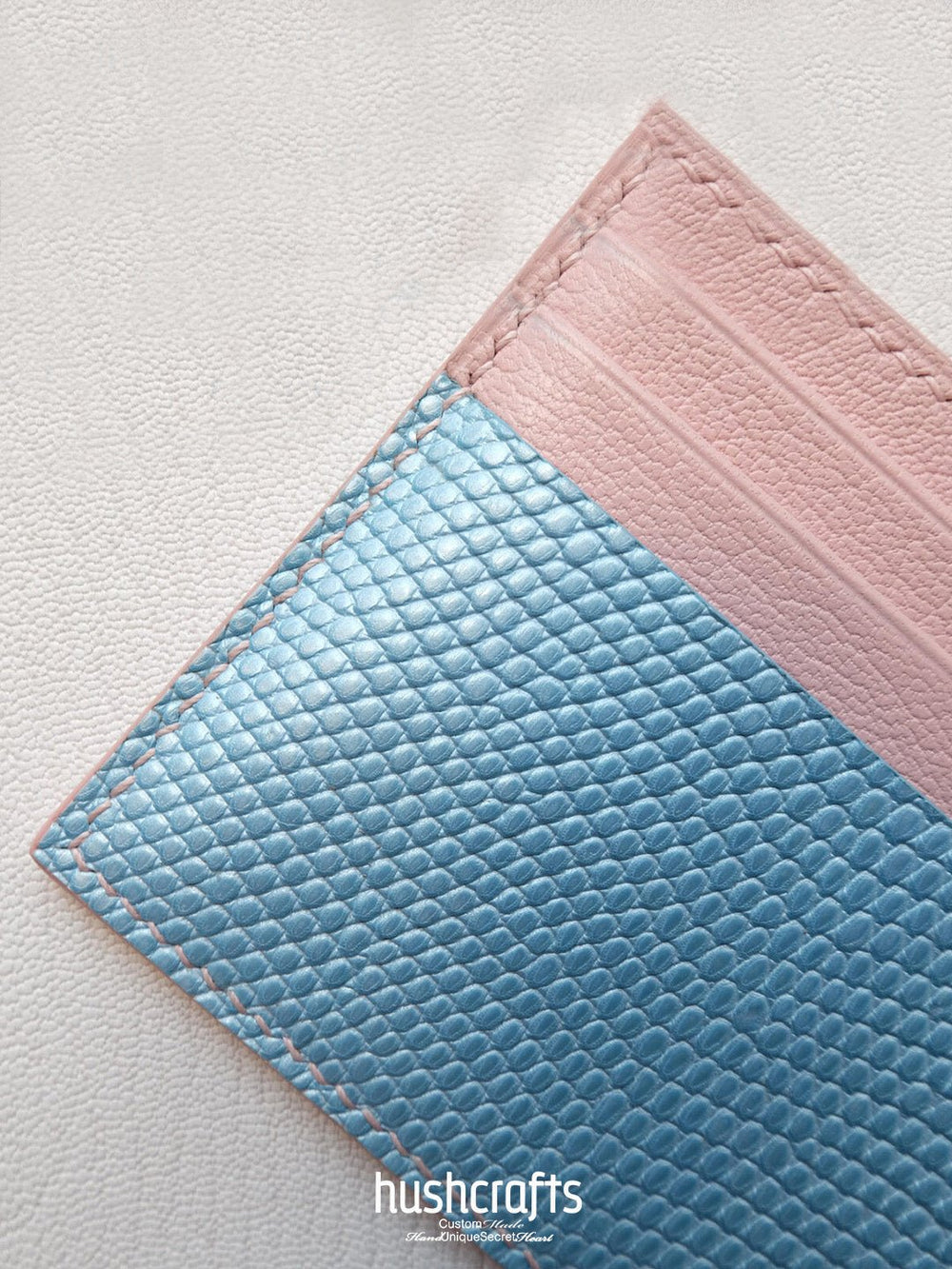 Two - Tone Lizard Leather Card Holder - hushcrafts