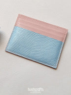 Two - Tone Lizard Leather Card Holder - hushcrafts