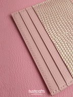 Two - Tone Pink Lizard Leather Card Holder - hushcrafts