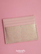 Two - Tone Pink Lizard Leather Card Holder - hushcrafts