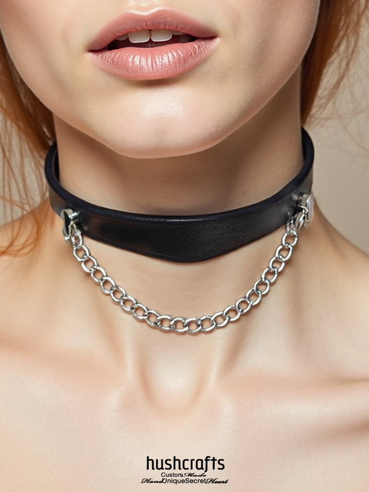 V - Shaped Leather Day Collar - hushcrafts
