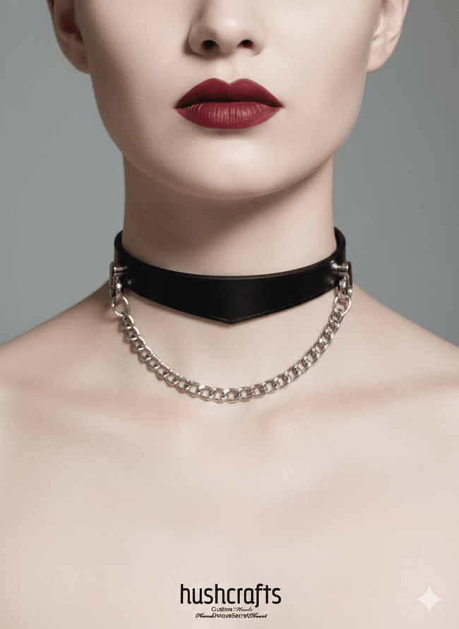 V - Shaped Leather Day Collar - Hushcrafts LLC Hover Image