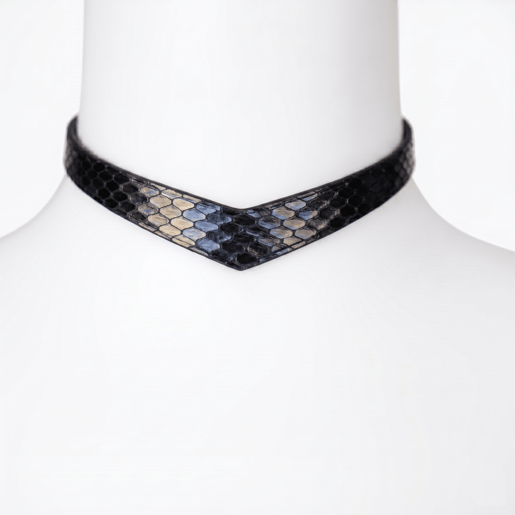 Vanguard Collar – Snakeskin Leather Choker with Lambskin Lining & Lockable Closure | Hushcrafts® - Hushcrafts LLC