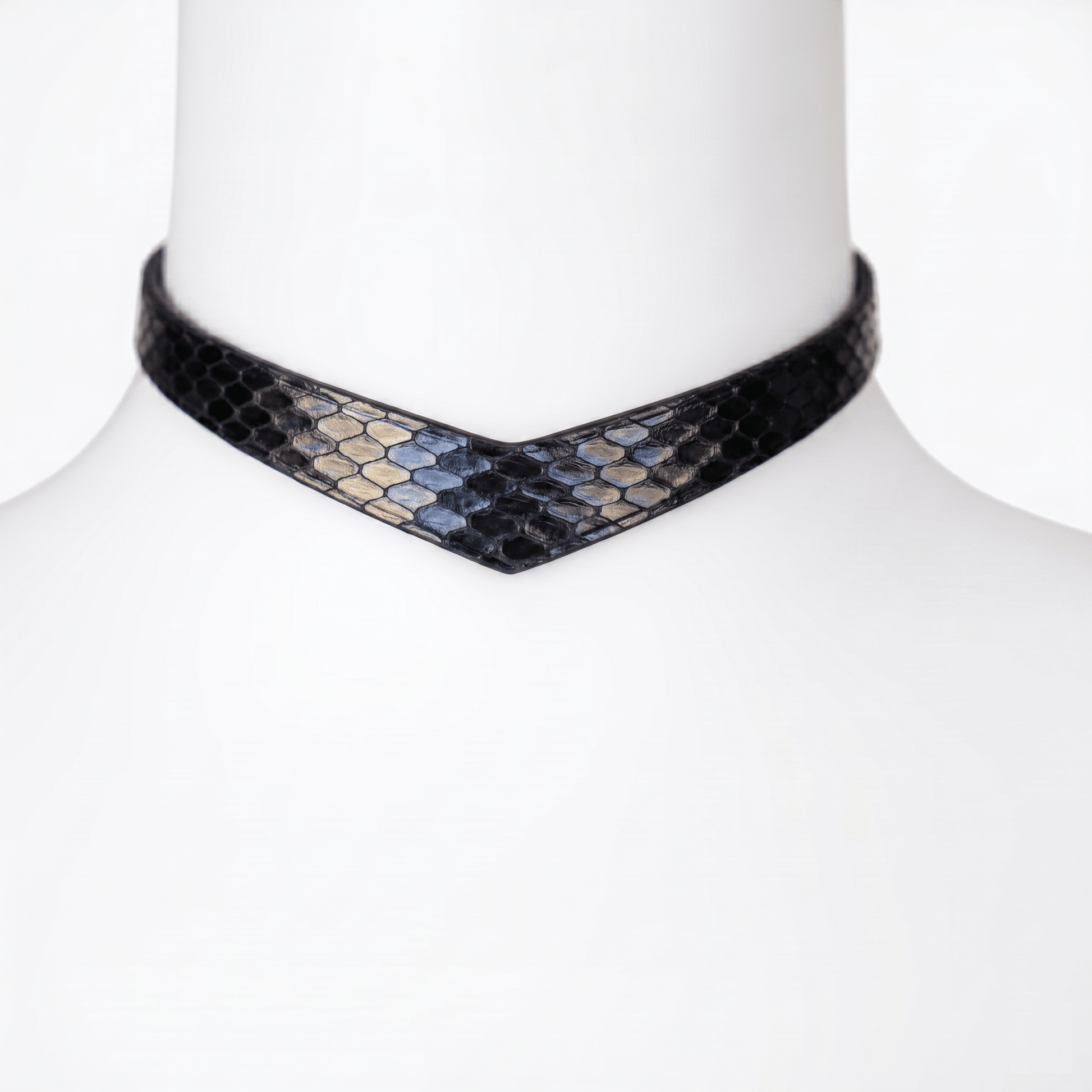 Vanguard Collar – Snakeskin Leather Choker with Lambskin Lining & Lockable Closure | Hushcrafts® - Hushcrafts LLC