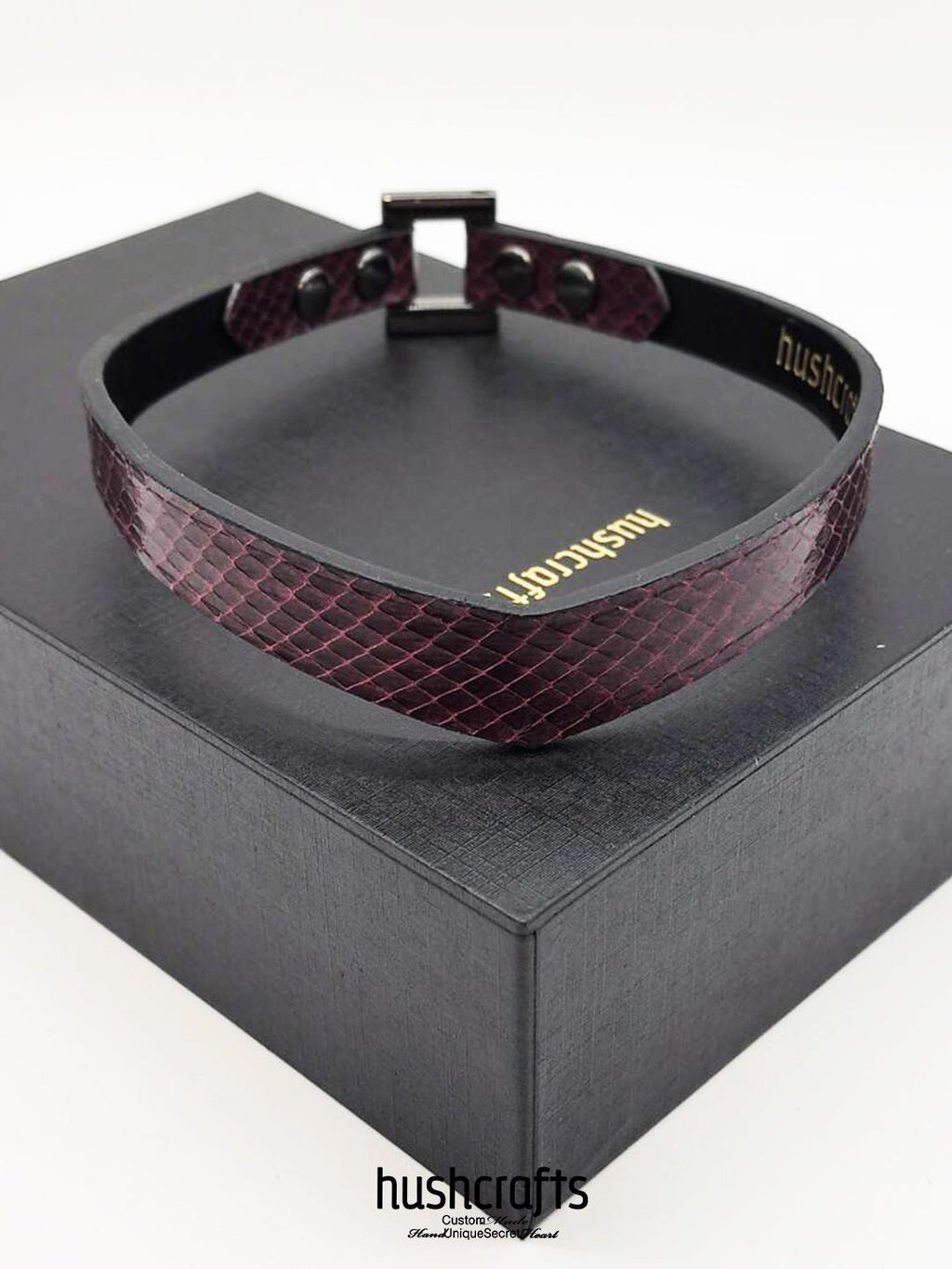 VANGUARD LOCKED Snake Leather Collar - hushcrafts