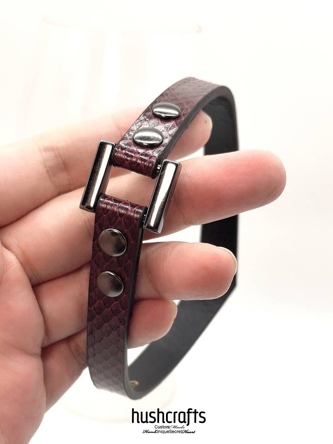 VANGUARD LOCKED Snake Leather Collar - hushcrafts