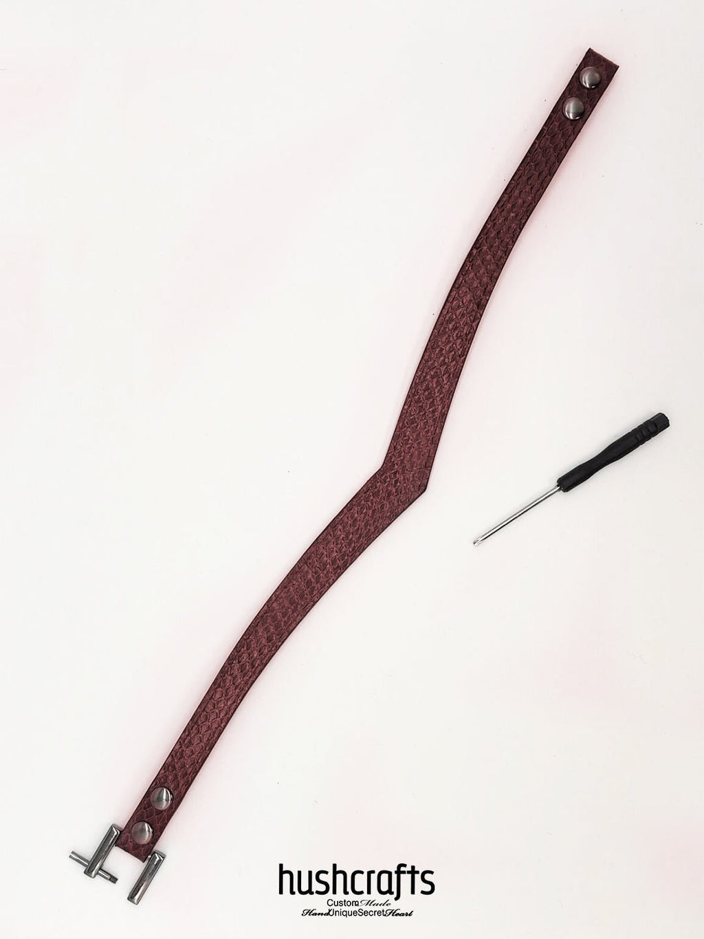 VANGUARD LOCKED Snake Leather Collar - hushcrafts