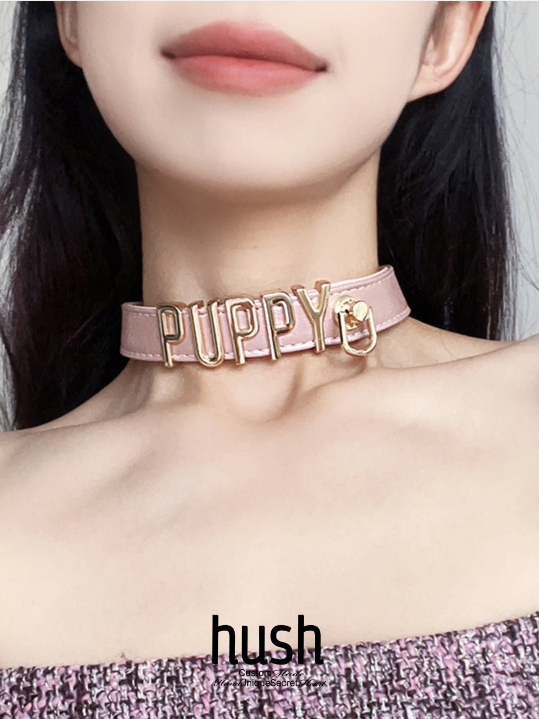 Vegan Leather choker collar with adjustable buckle, vagan leather choker, collar with buckle, cowhide choker collar. - Hush