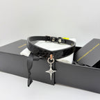 Vesper Choker – Black Python Leather Choker with Star Pendant | Hushcrafts® - Hushcrafts LLC